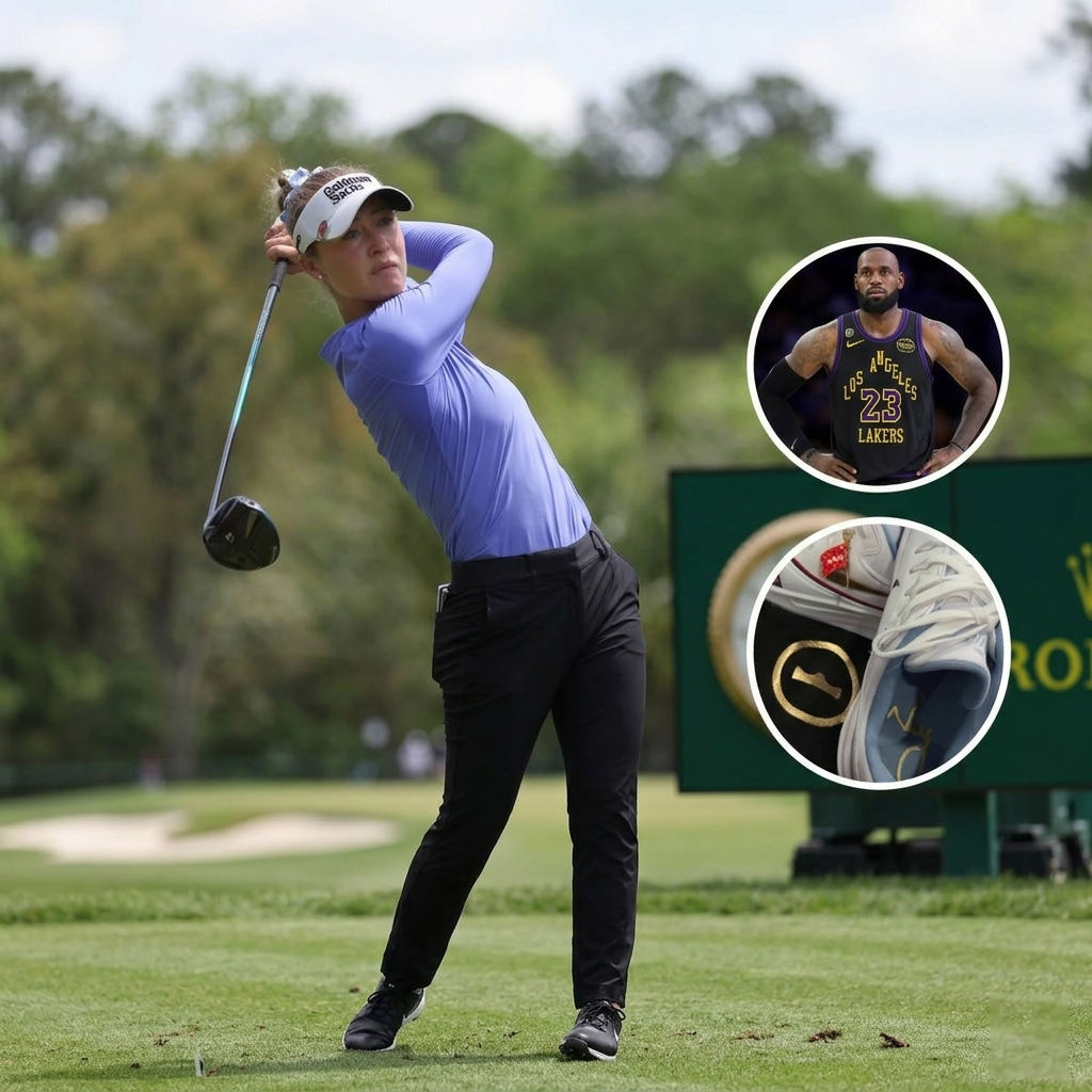 Nelly Korda thay đôi giày thửa do LeBron James tặng ngay giữa trận đấu
