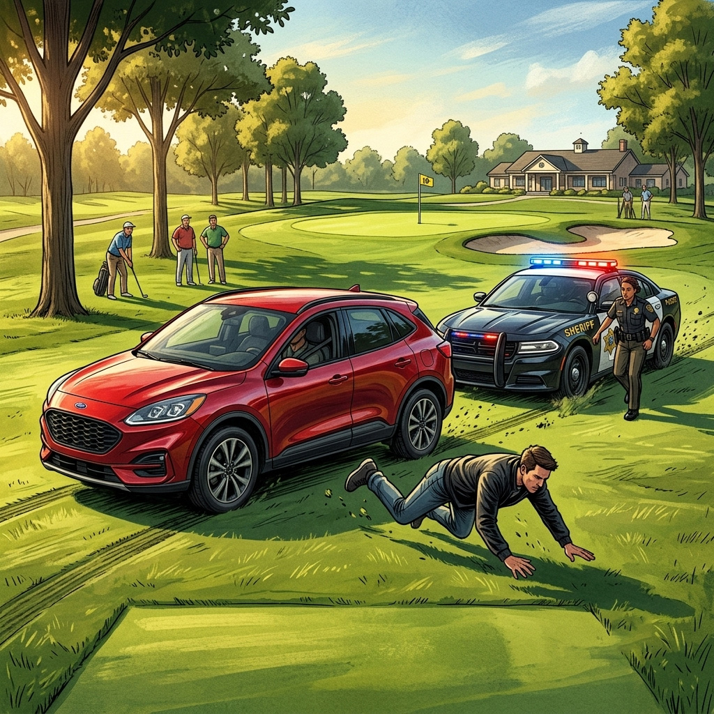 Nhảy khỏi xe đang chạy để trốn cảnh sát ngay trên sân golf