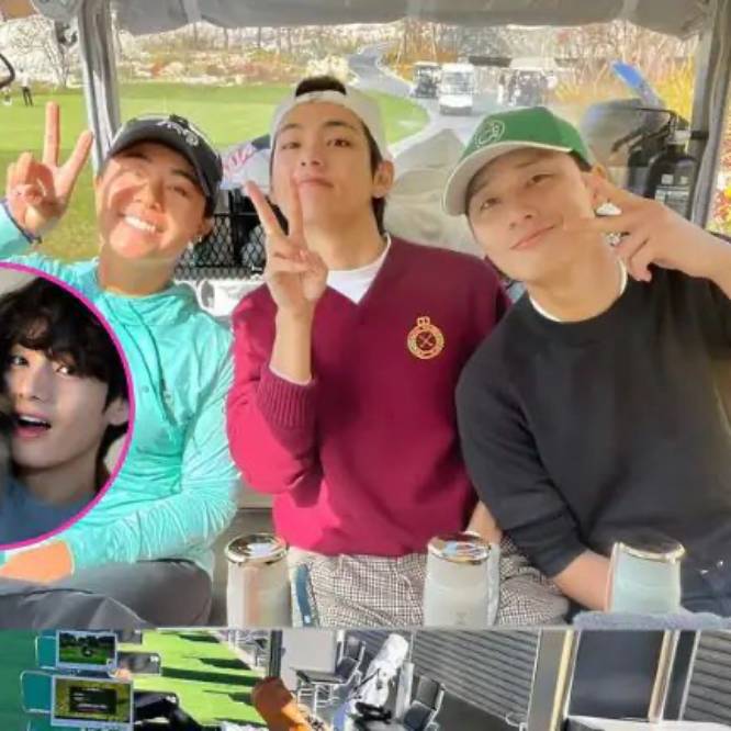 Danielle Kang chơi golf với Park Seo Joon và V BTS