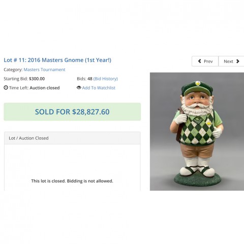 Chú lùn Augusta National đời đầu được chốt giá gần 30.000 USD