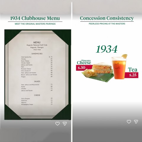 Đồ ăn tại The Masters 2026 rẻ hơn cả năm 1934